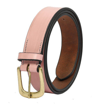 Pink Plain leather belt